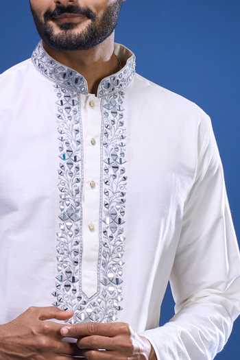 Arihant Rai Sinha Cream Silk Embroidery, Mirrors Work Kurta Patiala Pant Set Online at Aza Fashions Arihant Rai Sinha_Cream Silk Embroidery, Mirrors Work Kurta Patiala Pant Set _Online_at_Aza_Fashions