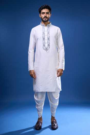 Buy Arihant Rai Sinha Cream Silk Embroidery, Mirrors Work Kurta Patiala Pant Set Online at Aza Fashions Buy_Arihant Rai Sinha_Cream Silk Embroidery, Mirrors Work Kurta Patiala Pant Set _Online_at_Aza_Fashions