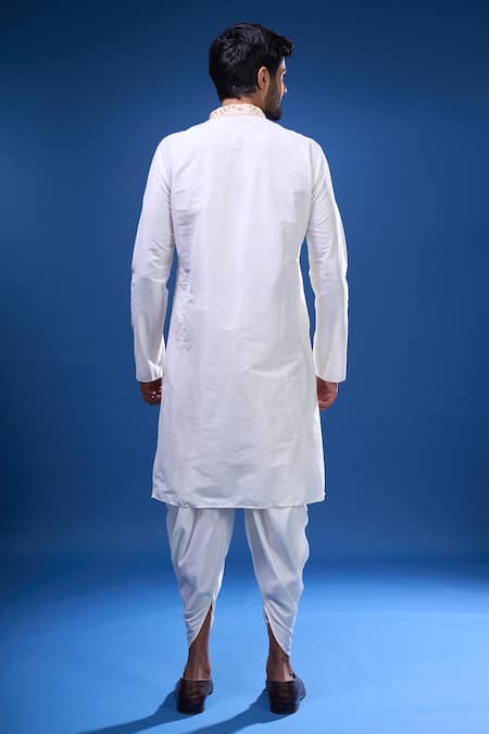 Shop_Arihant Rai Sinha_Off White Silk Embroidery Kurta And Patiala Pant Set _at_Aza_Fashions
