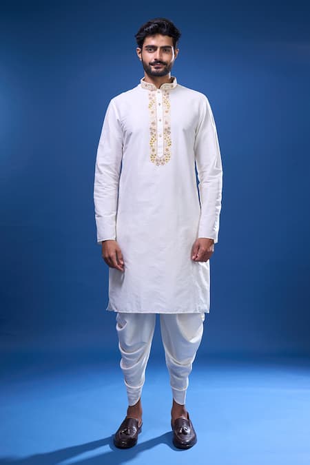 Buy_Arihant Rai Sinha_Off White Silk Embroidery Kurta And Patiala Pant Set _Online_at_Aza_Fashions