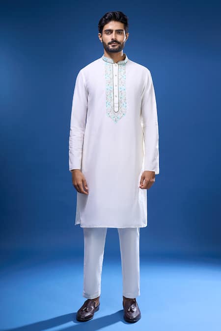 Buy_Arihant Rai Sinha_Gray Silk Embroidery Bloom Bundi And Kurta Set _Online_at_Aza_Fashions