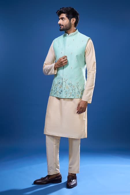 Arihant Rai Sinha Floral Embroidered Bundi & Kurta Set 