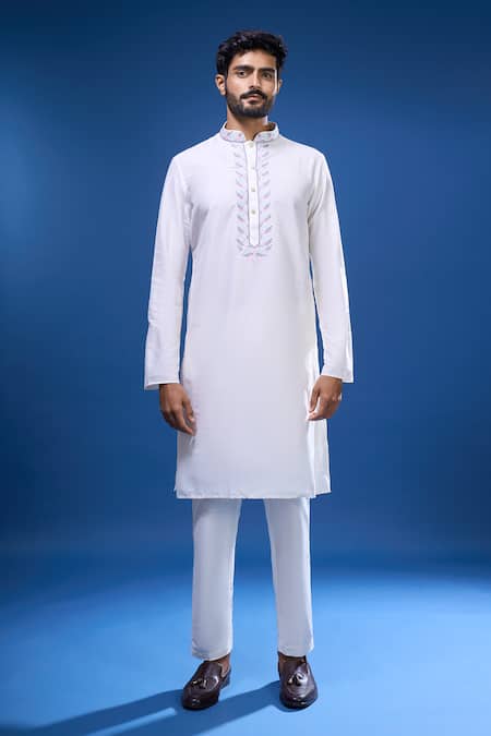 Arihant Rai Sinha_Cream Silk Embroidery Floral Bundi And Kurta Set _Online_at_Aza_Fashions