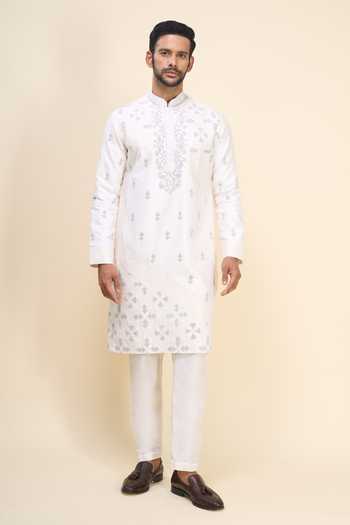 Buy Arihant Rai Sinha White Silk Embroidery Kurta Pant Set Online at Aza Fashions Buy_Arihant Rai Sinha_White Silk Embroidery Kurta Pant Set _Online_at_Aza_Fashions