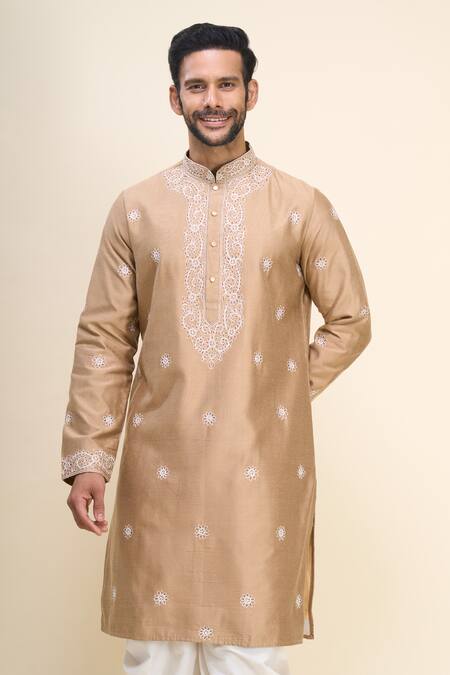 Buy Arihant Rai Sinha Beige Silk Embroidery Floral Kurta Patiala Pant Set Online at Aza Fashions Buy_Arihant Rai Sinha_Beige Silk Embroidery Floral Kurta Patiala Pant Set _Online_at_Aza_Fashions