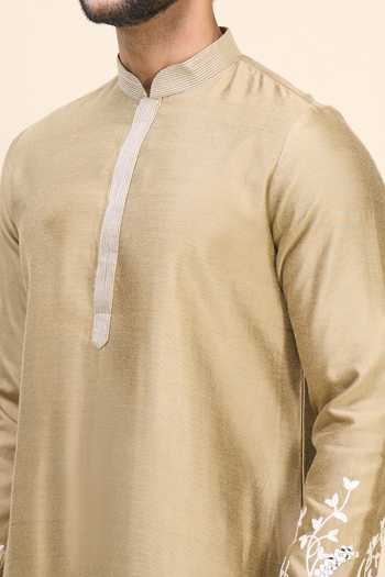 Arihant Rai Sinha_Off White Silk Embroidery, Mirrors Thread And Work Kurta Patiala Pant Set _at_Aza_Fashions