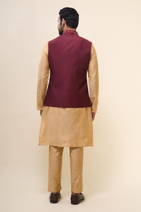 Arihant Rai Sinha Floral Embroidered Bundi Kurta Set 