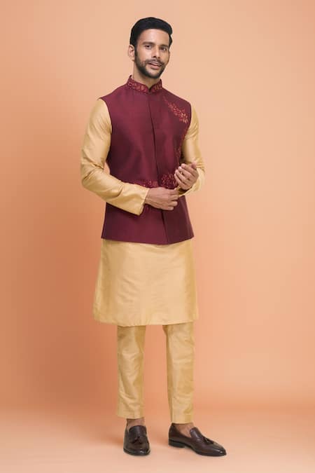 Arihant Rai Sinha Floral Embroidered Bundi Kurta Set 
