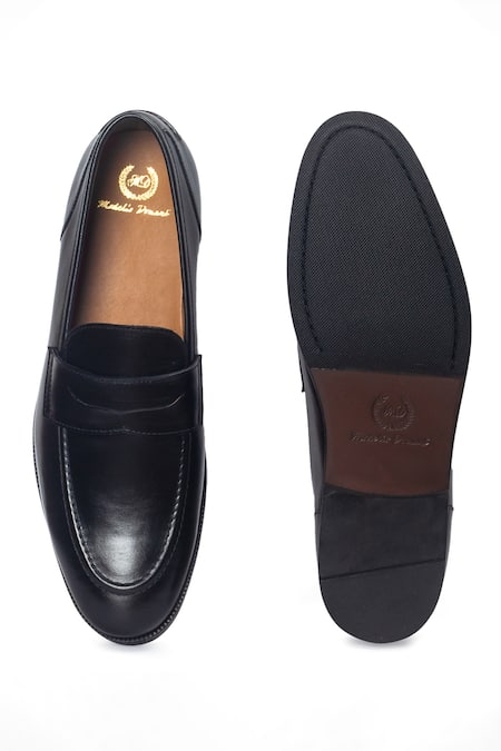 Domani Palermo Leather Black Penny Slip-on Loafers 