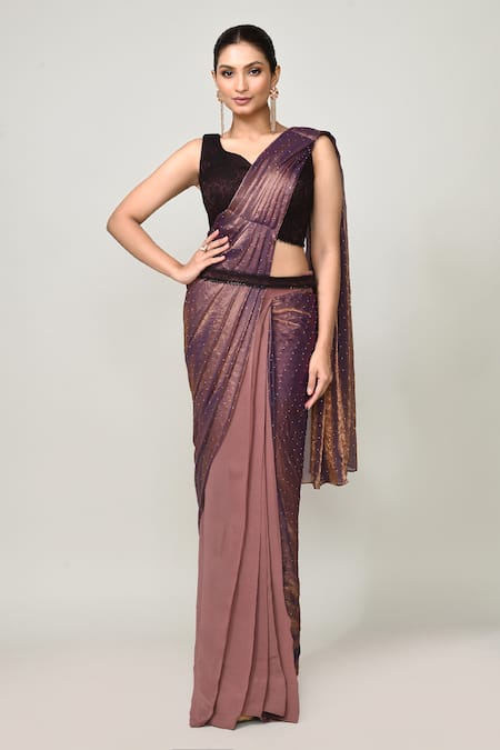 Sayisha Pre-Draped Saree With Floral Woven Blouse 