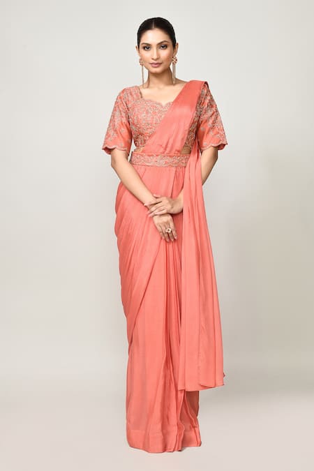 Sayisha Pre-Draped Saree With Embroidered Blouse 