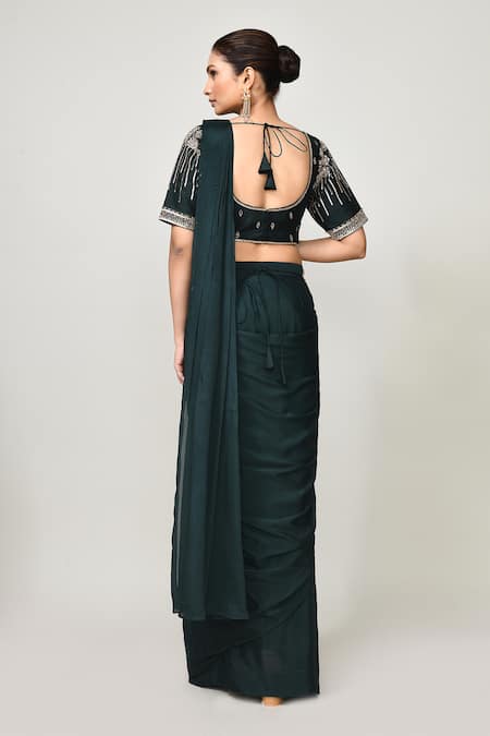 Sayisha Pre-Draped Saree With Embroidered Blouse 