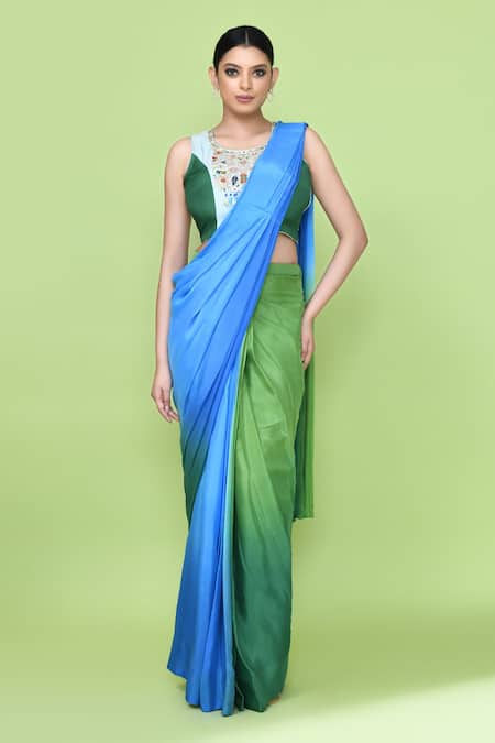 Sayisha Colorblock Pre-Draped Saree With Blouse 