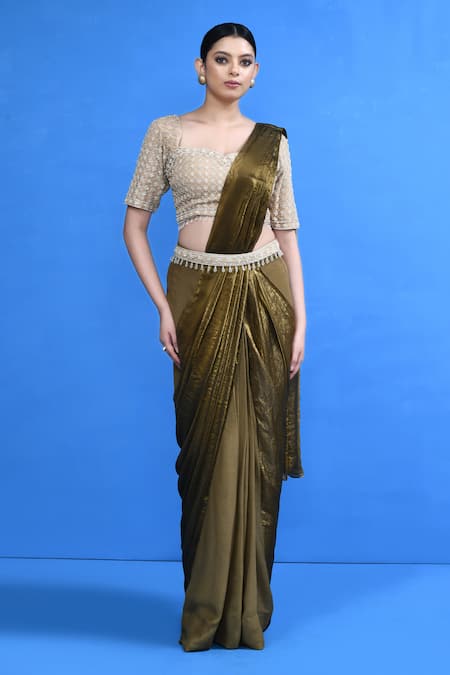 Sayisha Pre-Draped Saree With Embellished Blouse 