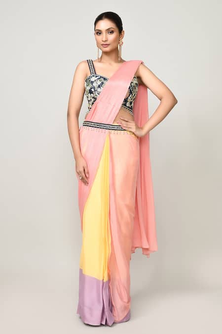 Sayisha Pre-Draped Saree With Embroidered Blouse 