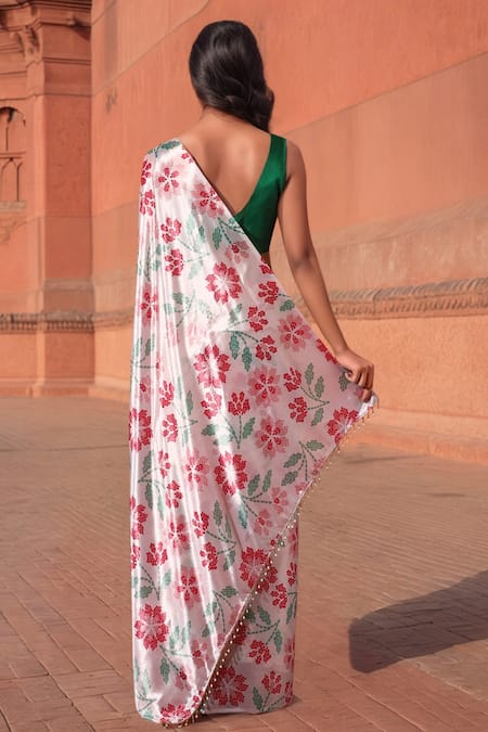 Naintara Bajaj Floral Bloom Print Pre-Draped Saree With Blouse 