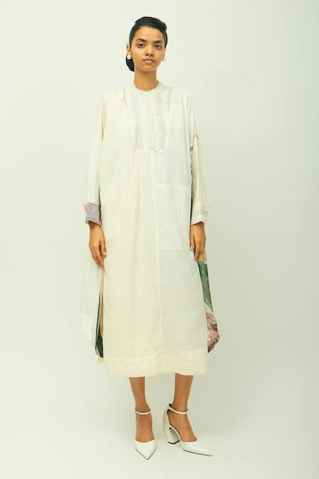 OFRIDA Peony Dobby Striped & Floral Print Dress 