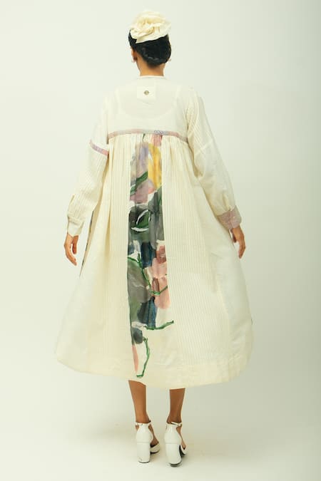 OFRIDA Peony Dobby Striped & Floral Print Dress 