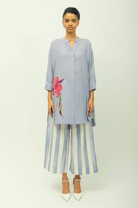 OFRIDA Flamingo Floral Hand Painted Shirt 