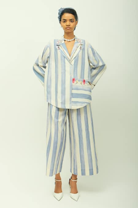 OFRIDA Bloomist Striped Poplin Culottes  