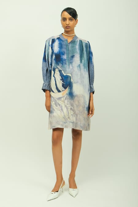 OFRIDA Whim Dobby Abstract Print Dress 