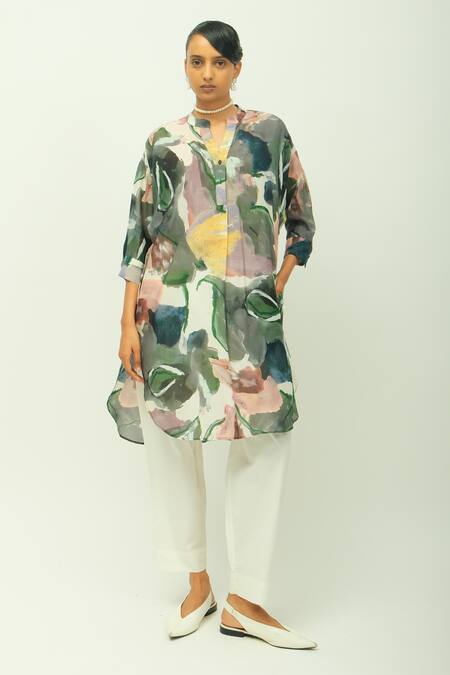 OFRIDA_White Cotton Popiln Pant _Online_at_Aza_Fashions