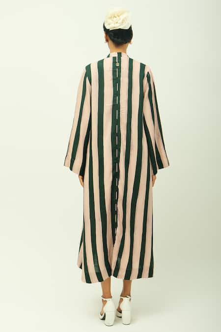 OFRIDA PG Stripes Striped Floral Print Viscose Dress 