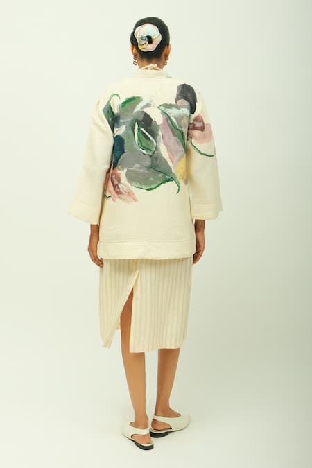 OFRIDA Dalia Dobby Striped Dress & Abstract Print Jacket 