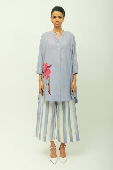 OFRIDA Flamingo Floral Print Poplin Top & Pant Set 