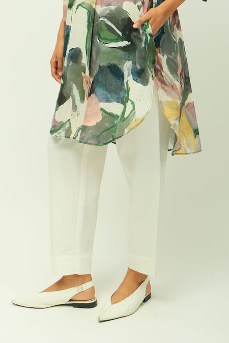 OFRIDA Multi Color Doriya Mandarin Collar Moon Flower Dotted Dobby Kurta And Pant Set Online at Aza Fashions OFRIDA_Multi Color Doriya Mandarin Collar Moon Flower Dotted Dobby Kurta And Pant Set _Online_at_Aza_Fashions