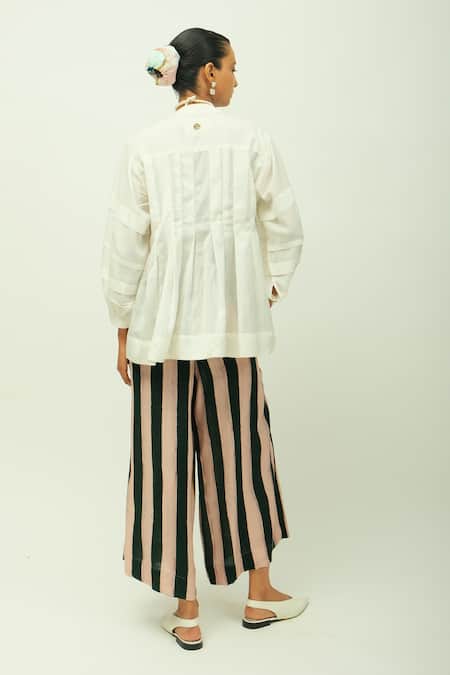 OFRIDA Boheme Slub Viscose Top & Striped Floral Pant Set 