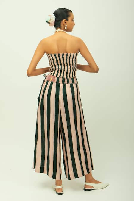 OFRIDA PG Stripe Stripe & Floral Print Top With Pant 