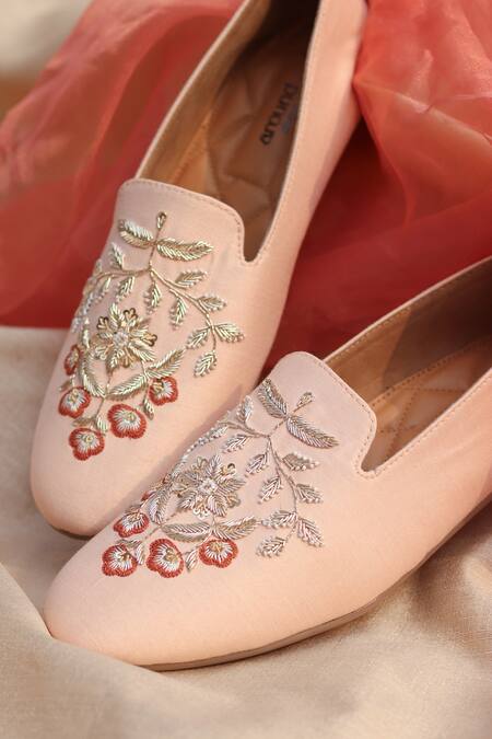 Buy_Around Always_Pink Rayan Floral Embroidered Loafers _Online_at_Aza_Fashions