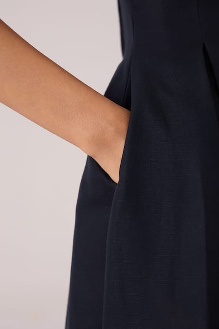 Shop_The Summer House_Black Linen, Cotton Square Neck Eos Midi Dress 