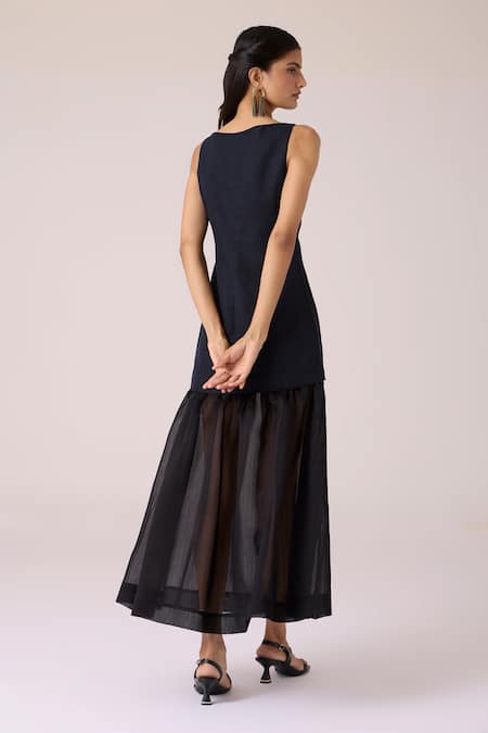 The Summer House Astra Black Embroidered Maxi Dress 