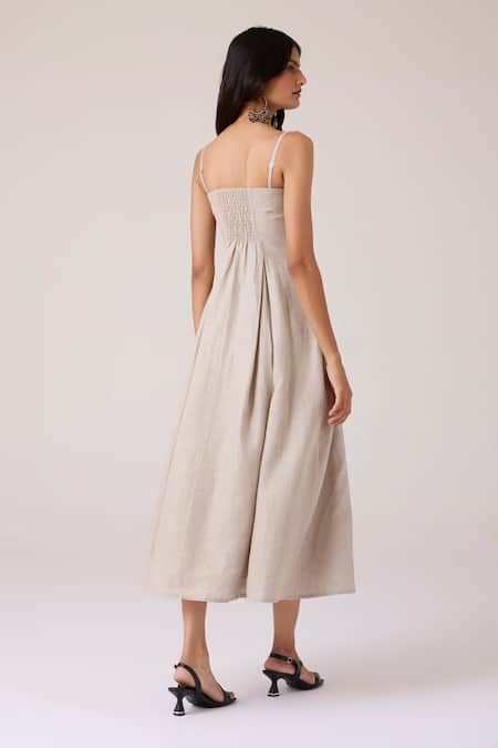 The Summer House Suhjan Beige Linen Dress