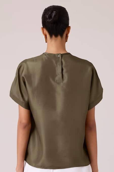 The Summer House Pam Olive Silk Top