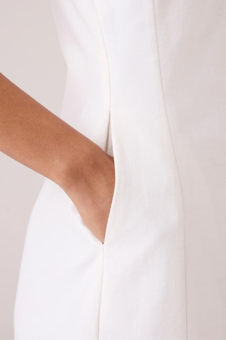 Shop_The Summer House_Off White Cotton, Chanderi Embroidery Boat Neck Astra Maxi Dress 