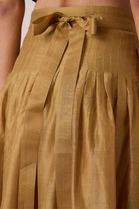 Shop_The Summer House_Yellow Chanderi Tereza Handwoven Wrap Skirt _Online_at_Aza_Fashions