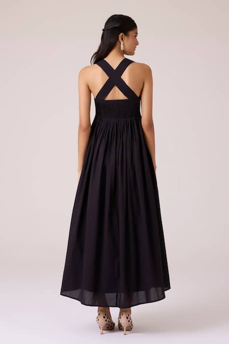 The Summer House Erato Black Pleated Dress