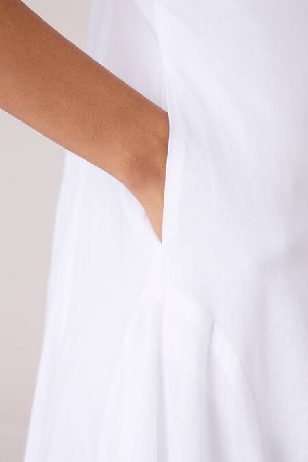 Shop_The Summer House_White Cambric, Cotton V-neck Aurora Panelled Dress 