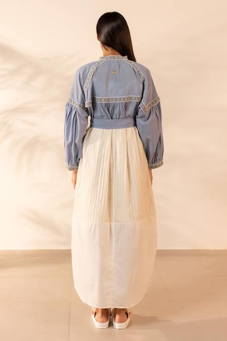 Ourdve Citrus Embroidered Cotton Dress With Belt 