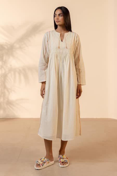 Ourdve Sunpetal Gathered Cotton Dress 
