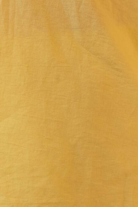 Buy Ourdve Yellow Cotton Embroidery One Shoulder Coral Scallop Hem Top With Pant Buy_Ourdve_Yellow Cotton Embroidery One Shoulder Coral Scallop Hem Top With Pant