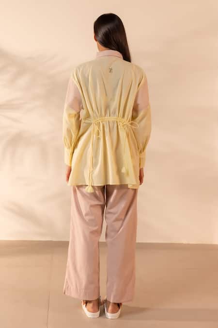 Ourdve Breeze Embroidered Cotton Colorblock Shirt 