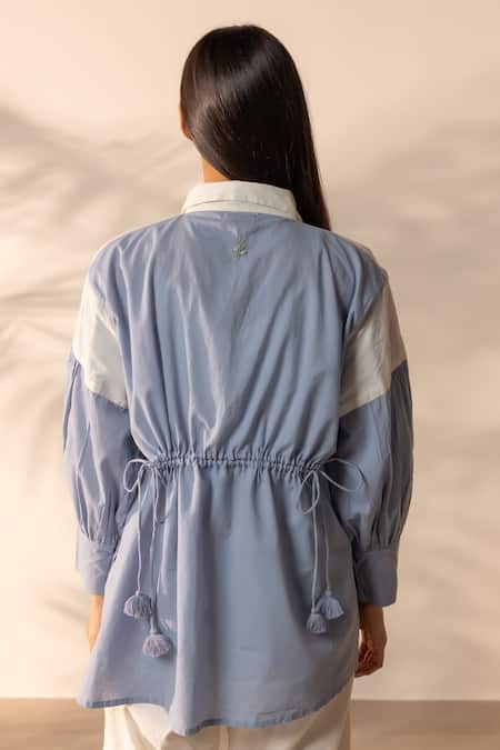 Ourdve Breeze Embroidered Colorblock Shirt & Pant Set 