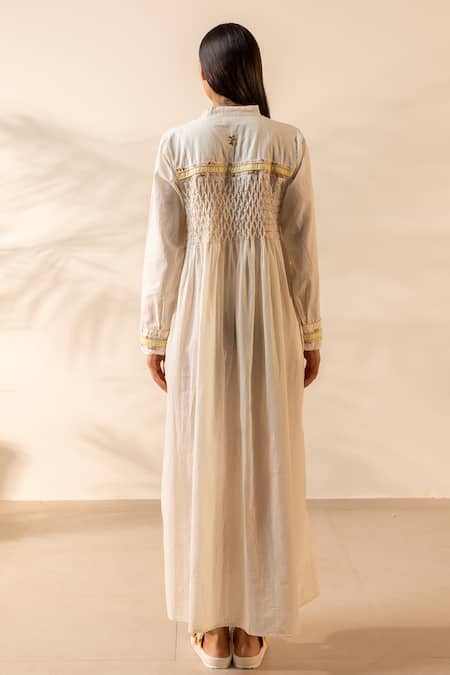 Ourdve Whimsy Embroidered Smocked Cotton Dress 