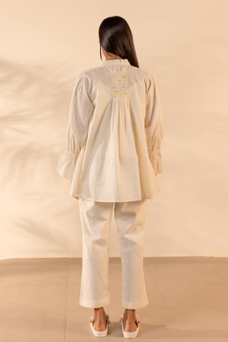 Ourdve Zesty Smocked & Scalloped Cotton Top 