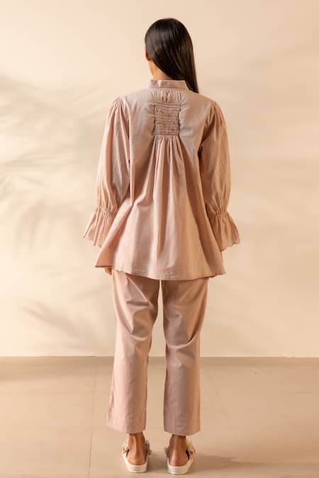 Ourdve Zesty Smocking & Scallop Detail Top With Pant 