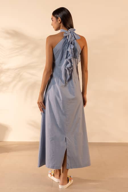 Ourdve Sunny Side Ruffle Halter Neck Midi Dress 